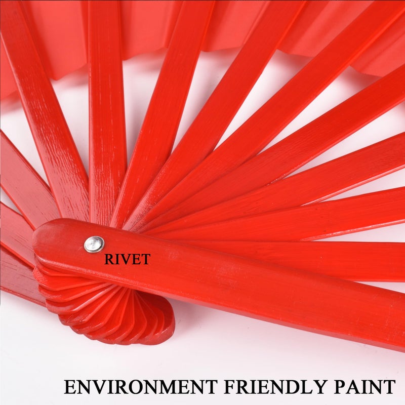HONSHEN Bamboo Large Red Folding Hand Fans KunFu Fan for Events Dance Performance Festivals Gift (All Red) - Image 3